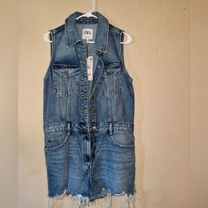 Zara Denim Jumpsuit Shorts Size Large